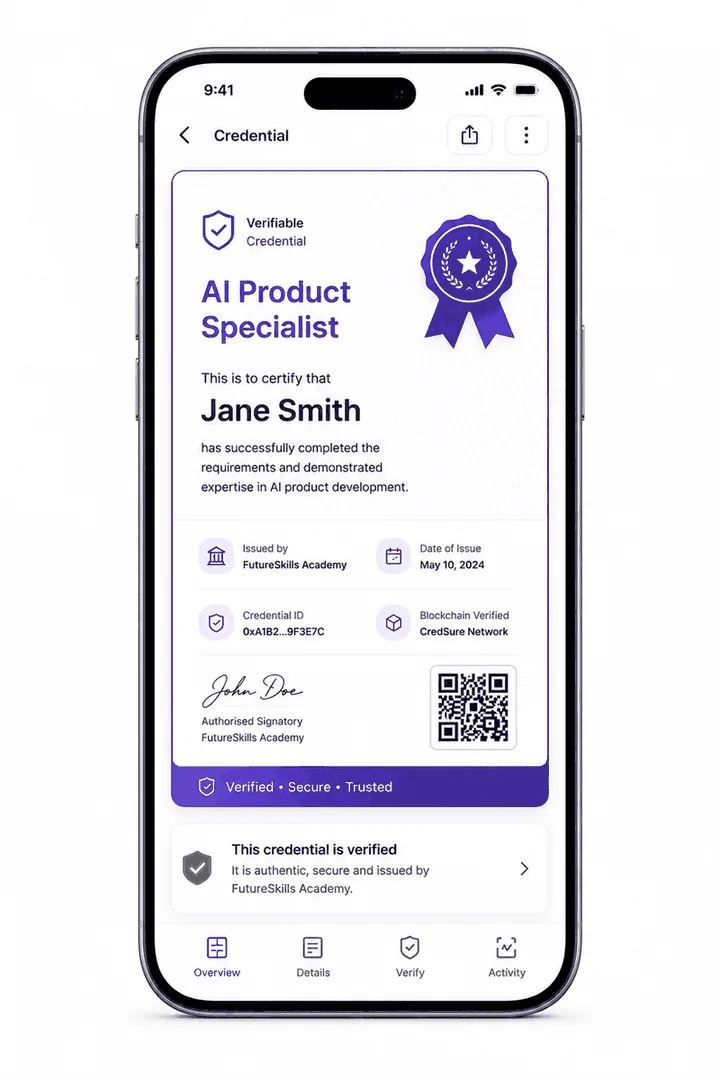 Healthcare credential verified instantly on a clinician phone